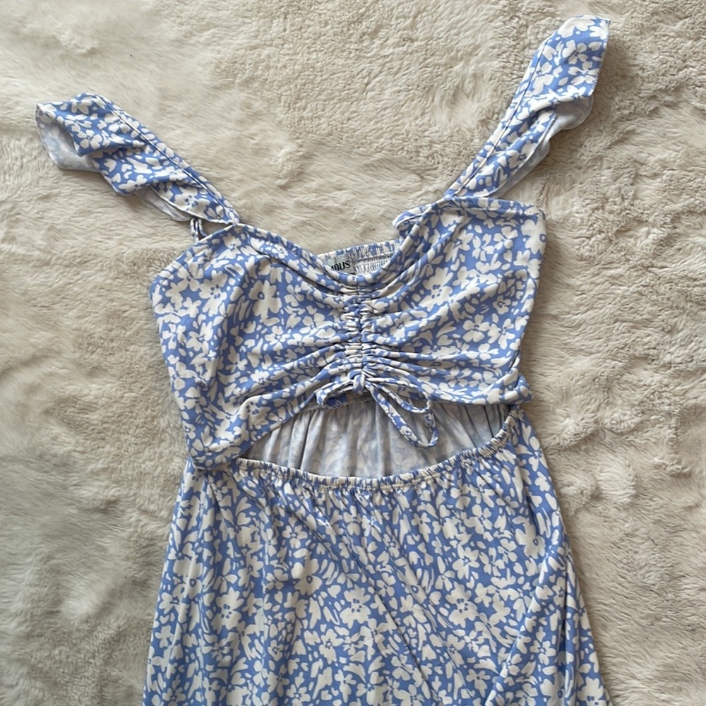 Floral Ruffle Strap High Low Cut Out Dress - Picture 4 of 9